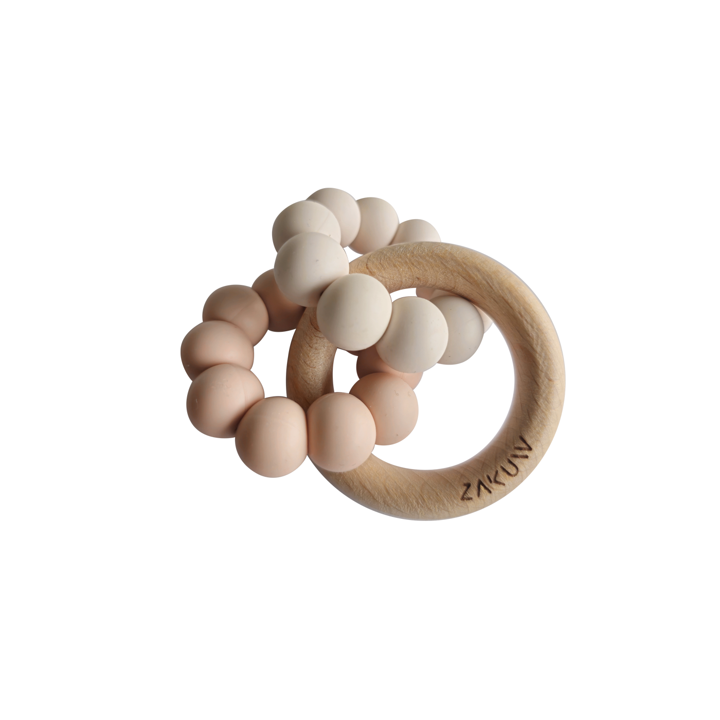 Zakuw - Anneau de dentition bébé - Sedna - Bois et silicone alimentaire - Floraison - Rose
