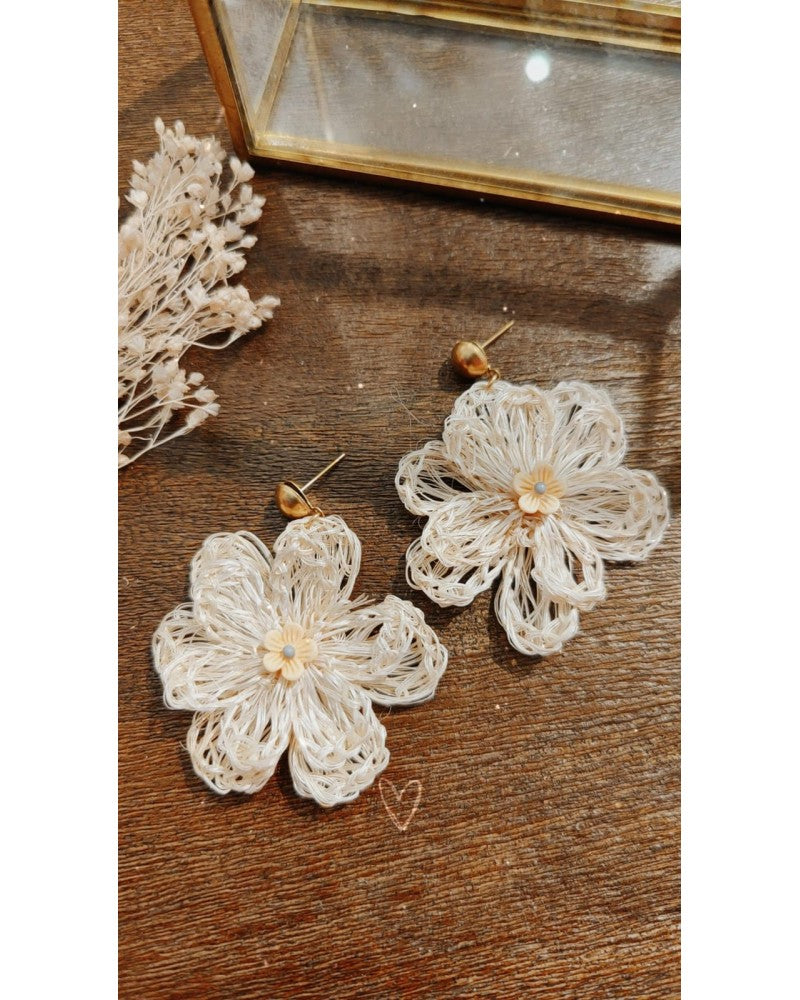 Milë Mila - Boucle d'oreille raphia beige