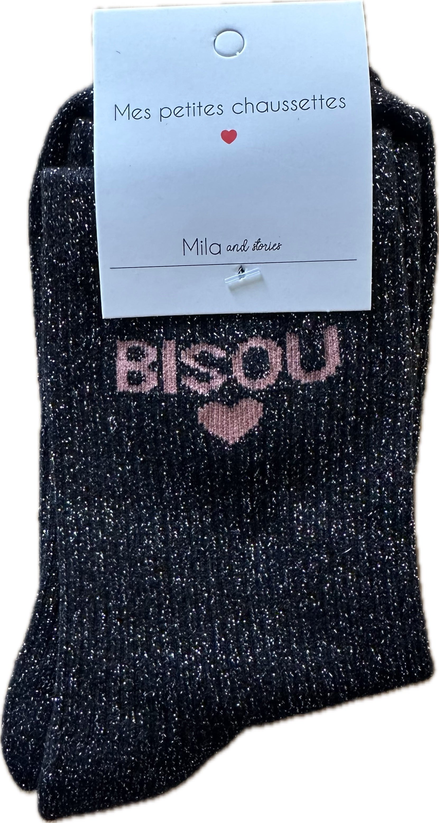Milë Mila - Chaussettes à paillettes bisou - Noir