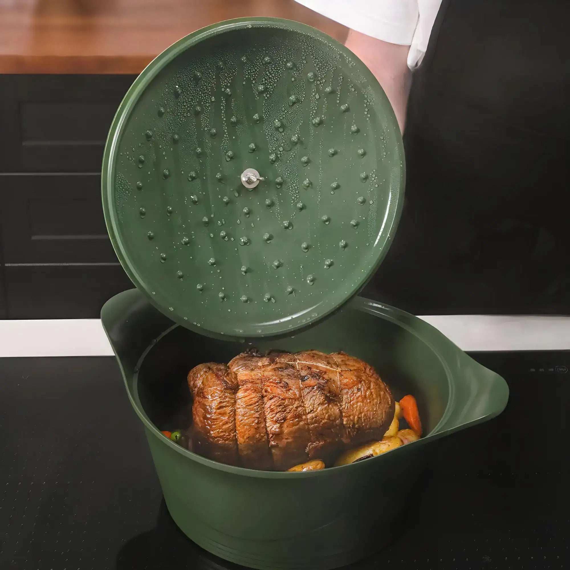 COOKUT - L'incroyable Cocotte 24 cm & poignée géométrique - Vert Fougère