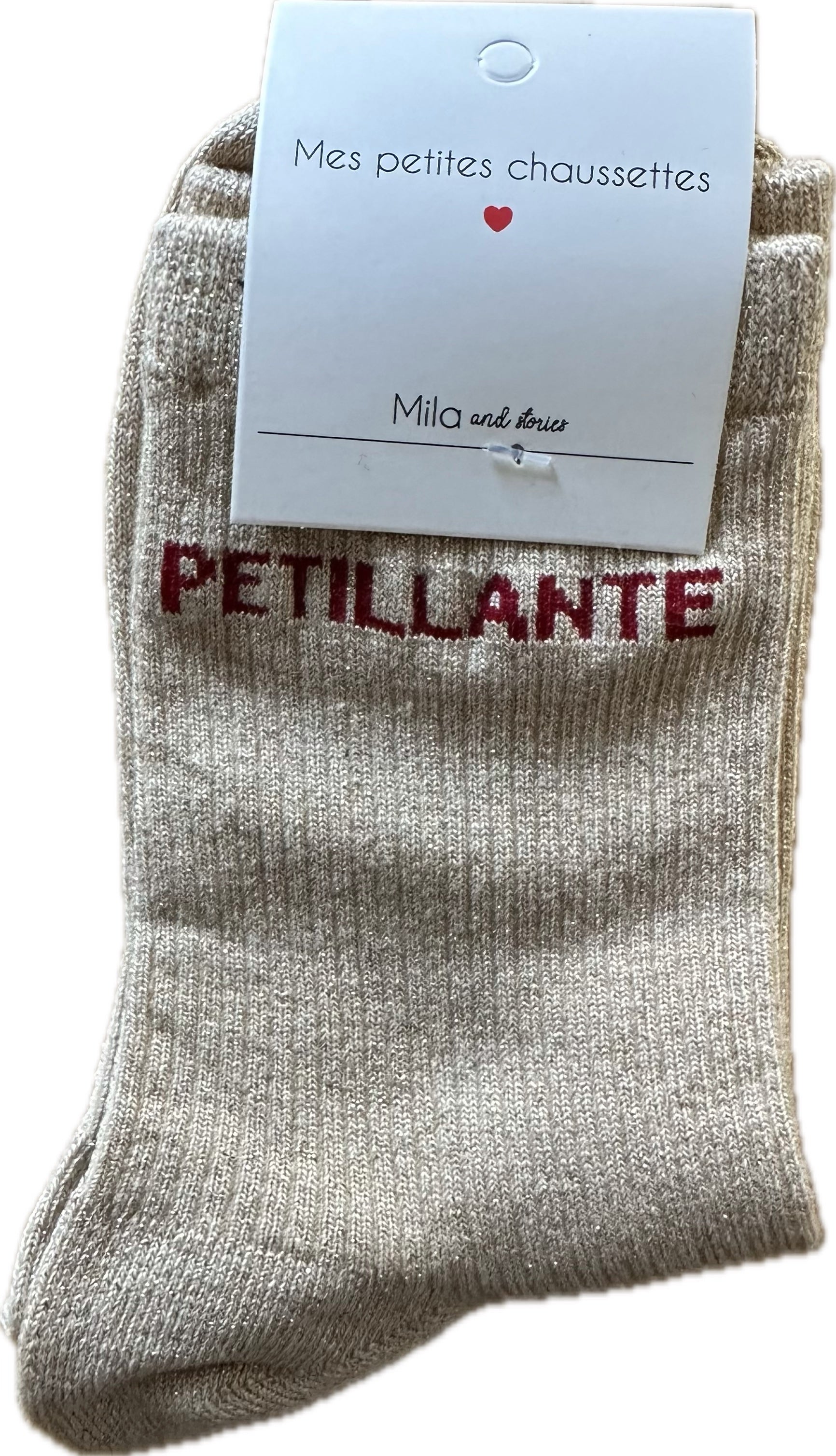Milë Mila - Chaussettes à paillettes Pétillante - Beige