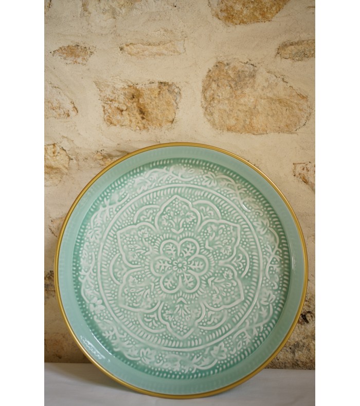 Plateau Berbère Céladon 35cm