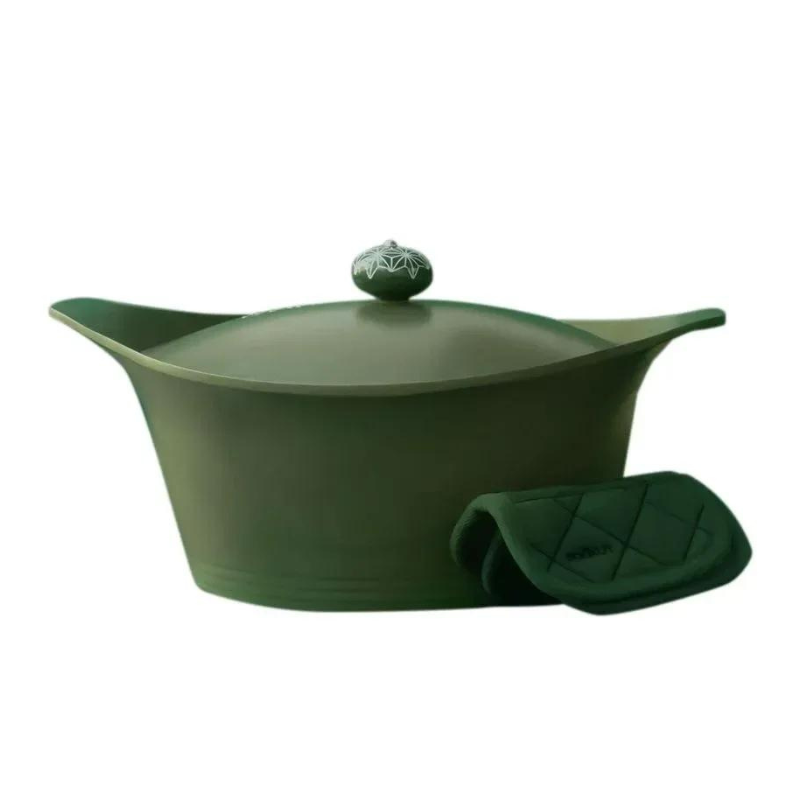 COOKUT - L'incroyable Cocotte 24 cm & poignée géométrique - Vert Fougère