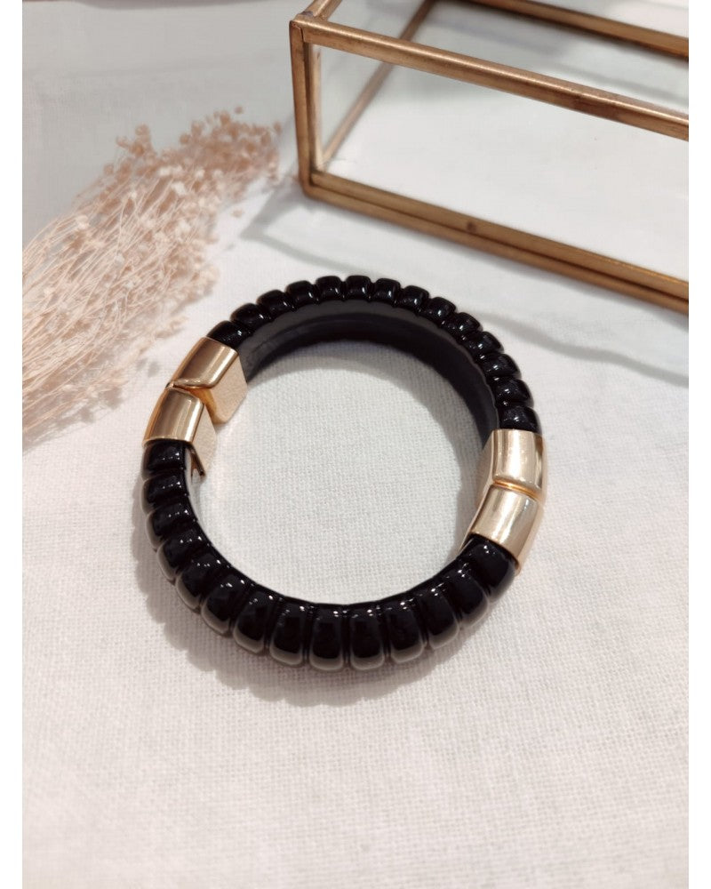 Milë Mila - Bracelet jonc aimanté résine noir
