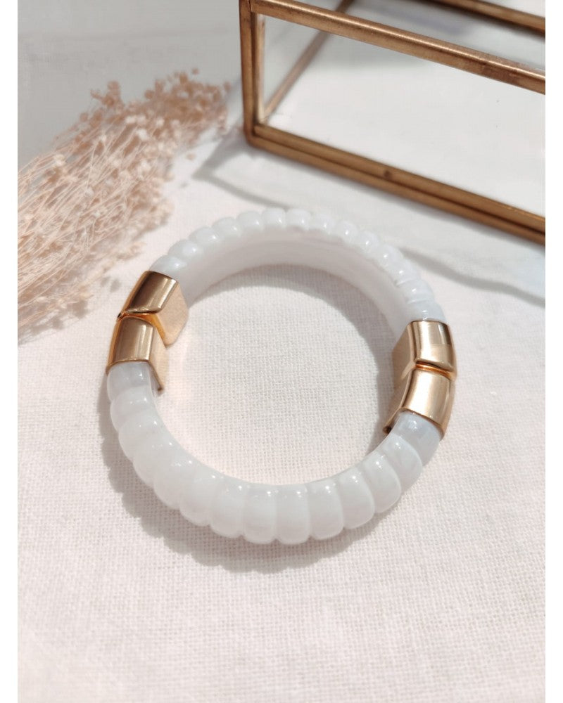 Milë Mila - Bracelet jonc aimanté résine blanc