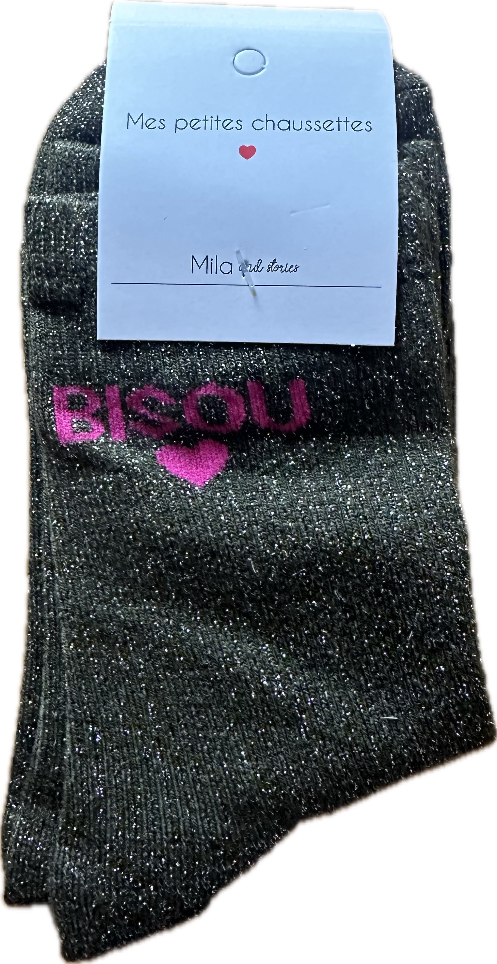 Milë Mila - Chaussettes à paillettes bisou - Kaki