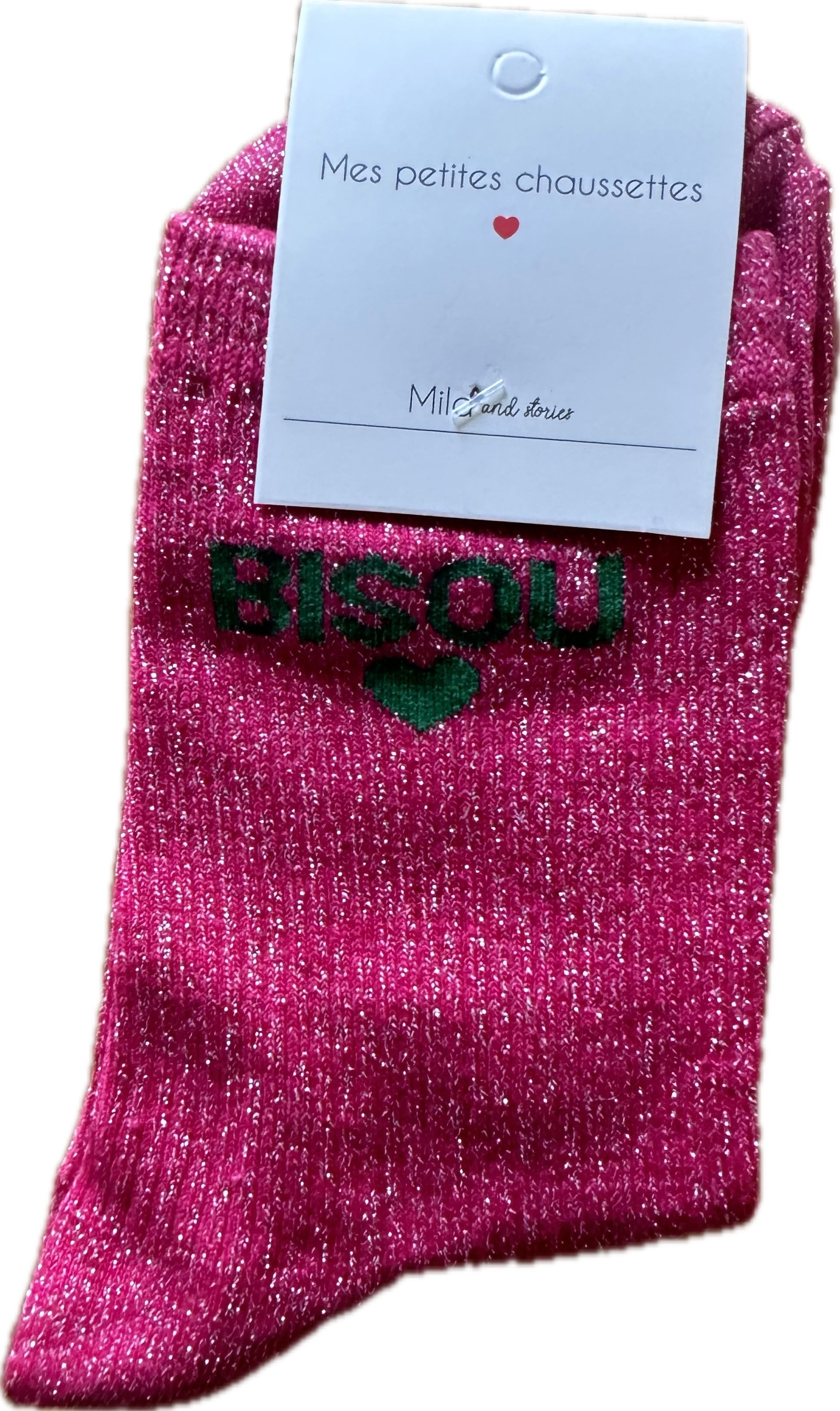 Milë Mila - Chaussettes à paillettes bisou - Rose fushia