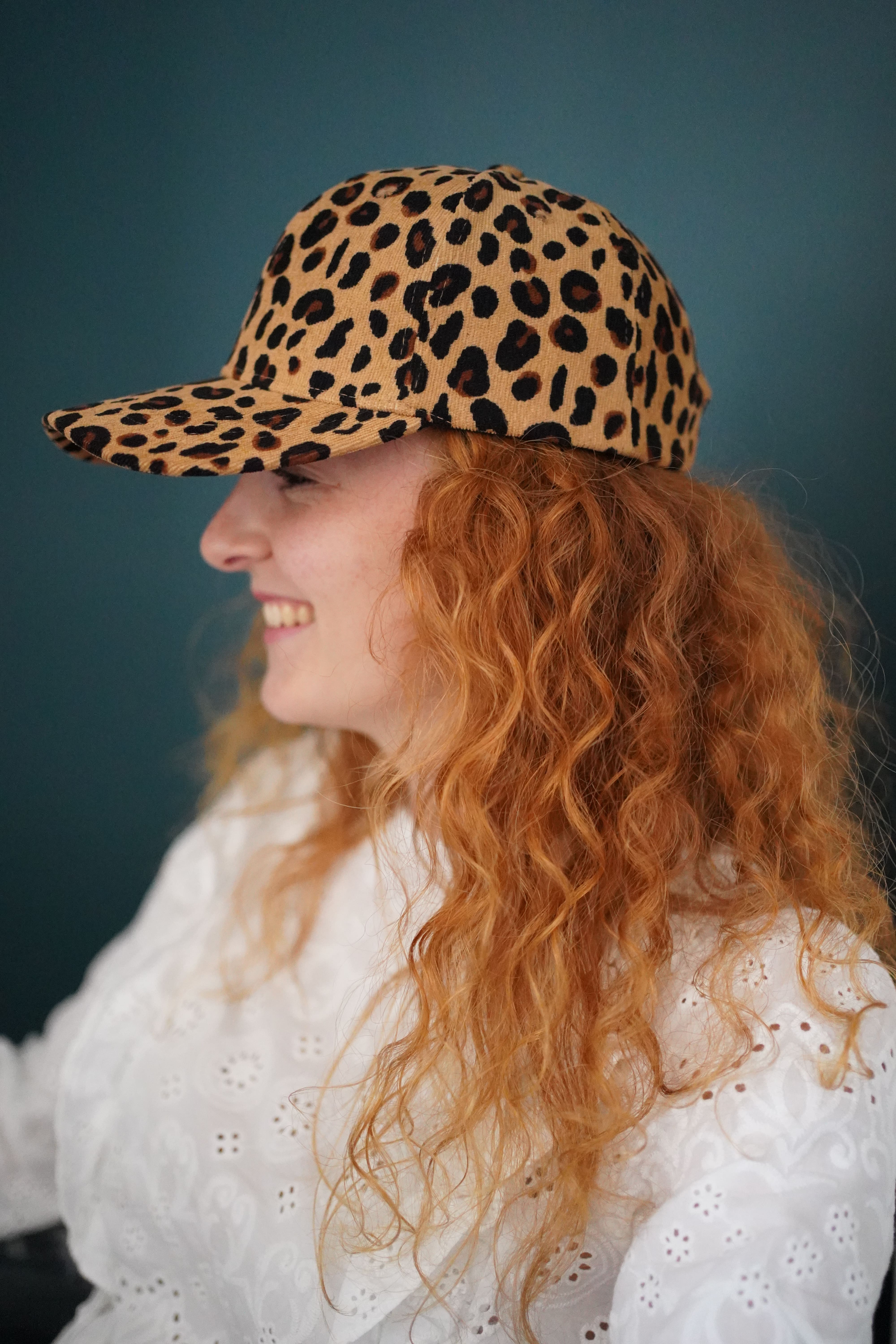 Casquette Léopard Camel en Velours Côtelé Tendance