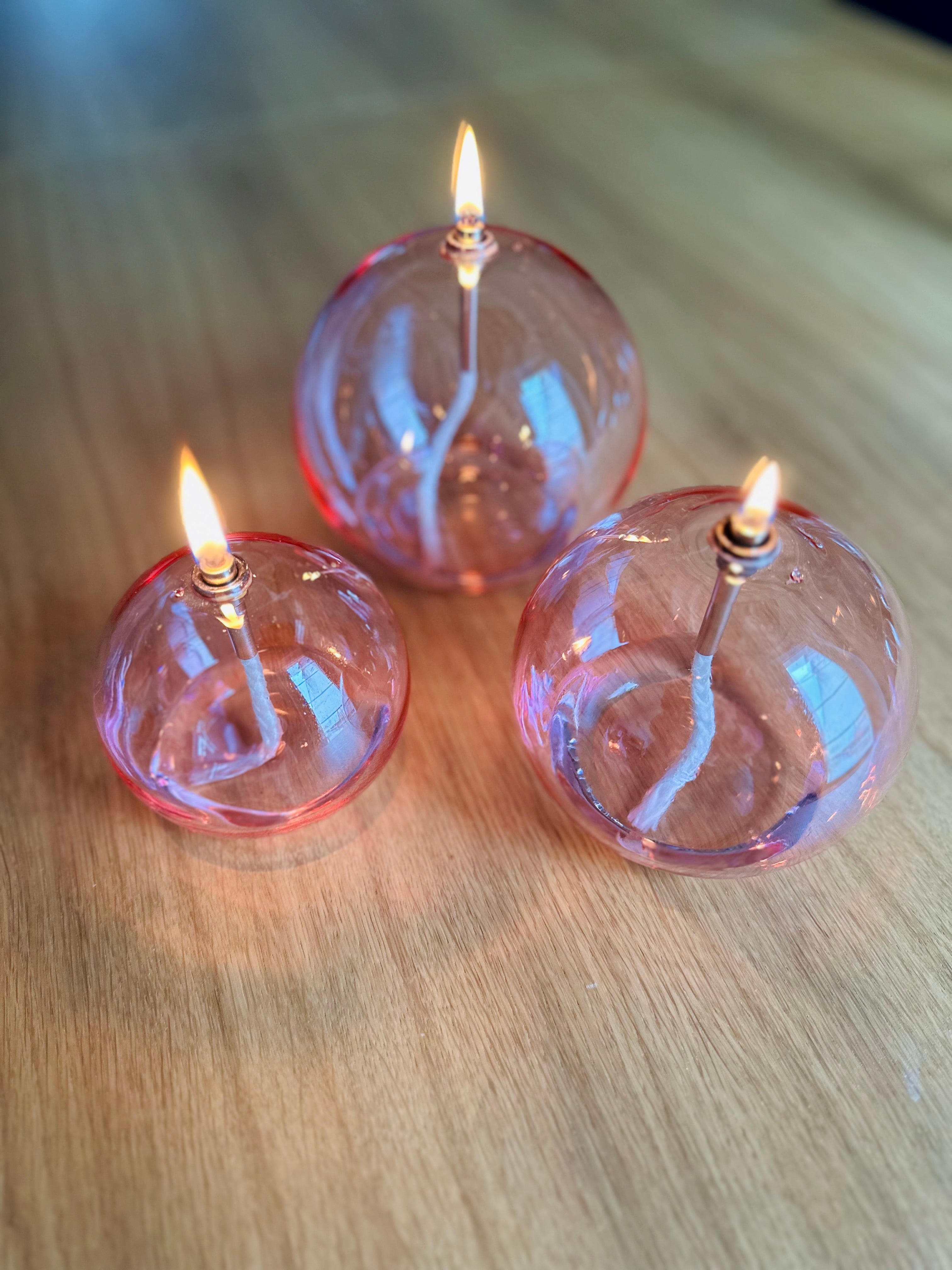 Bazardeluxe - Lampe à huile ronde - Couleur rose XL