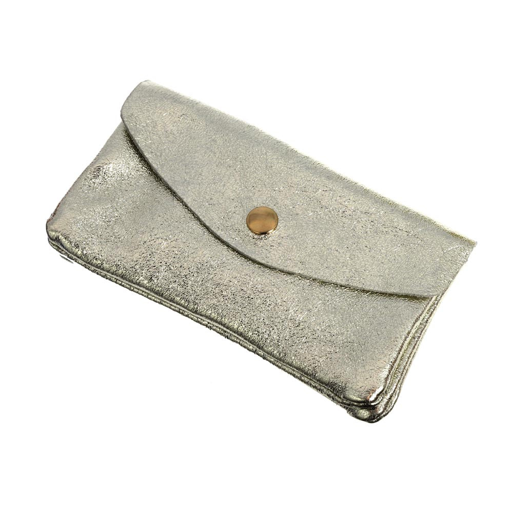 Les Cleias - Portefeuille en cuir platine – Compact & élégant