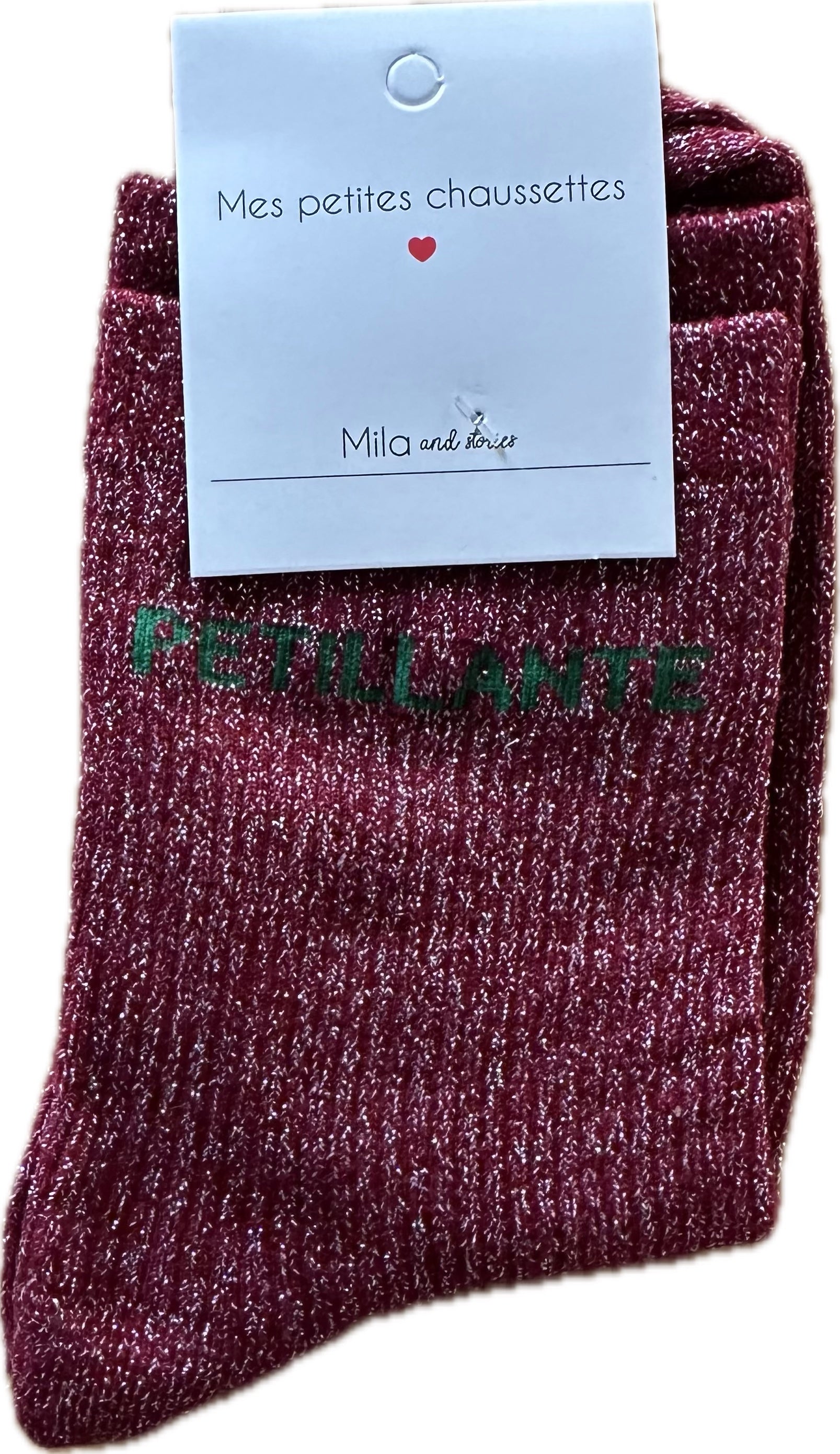 Milë Mila - Chaussettes à paillettes Pétillante - Bordeaux