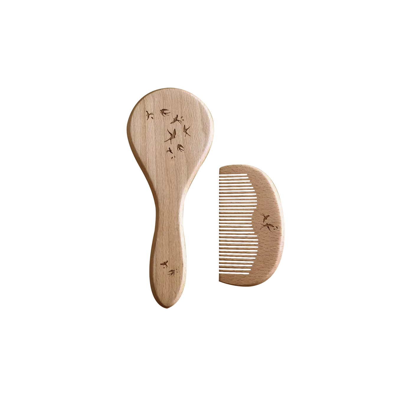 Zakuw - Brosse et peigne pour bébé en bois de hêtre