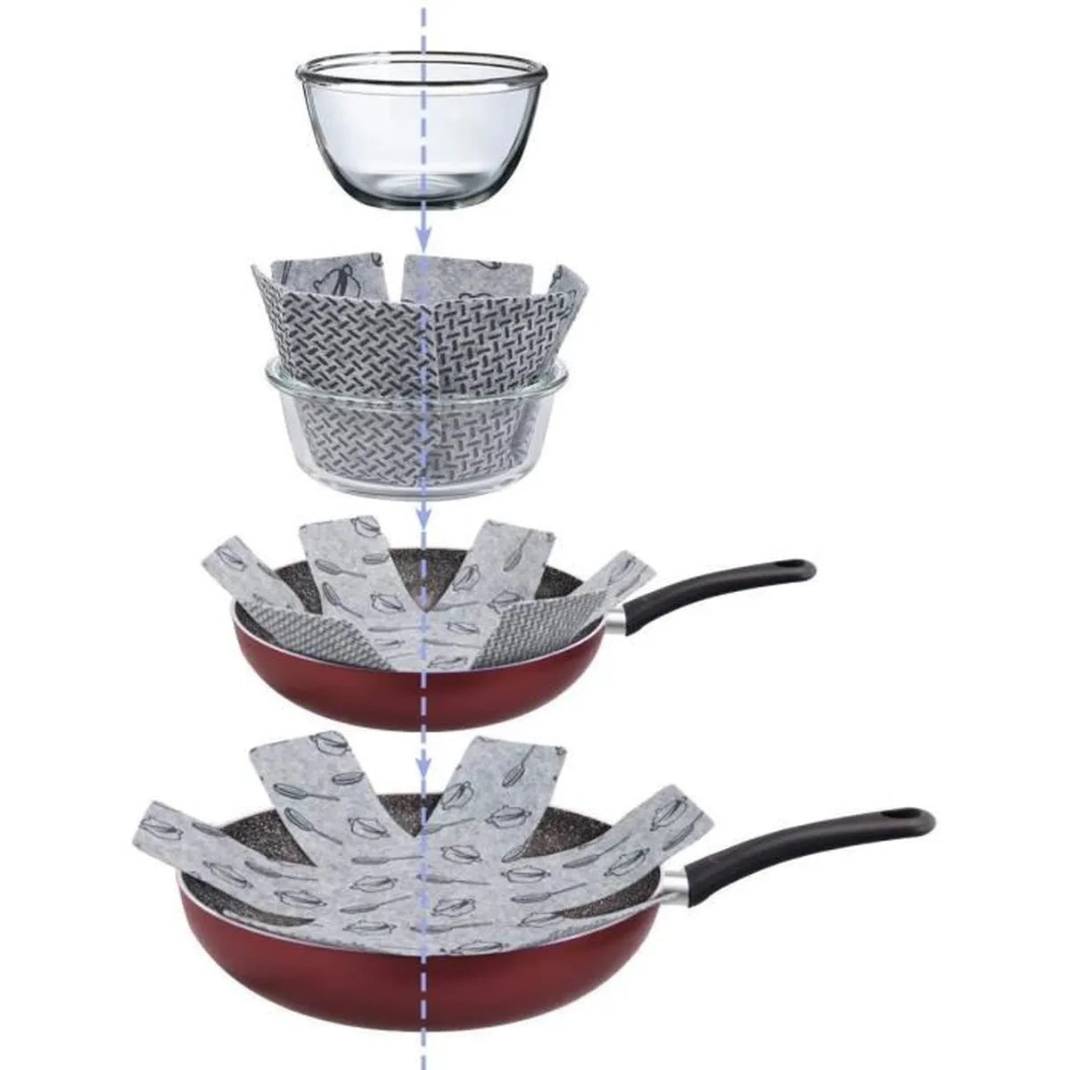 Lot de 3 séparateurs pour poêles et casseroles en feutre pour éviter les rayures